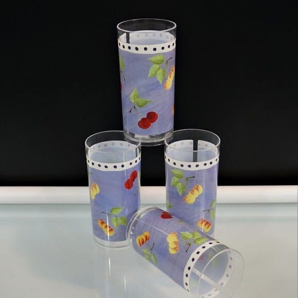 Sakura Evolution Cherry Highball Glasses Set of 4 Melamine Plastic Gracey Knight - Picture 1 of 7